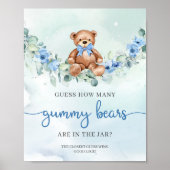 Teddybeer blauw bloemenraden hoeveel gummy Beer Poster (Voorkant)