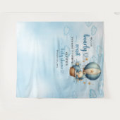 Teddybeer blauw bruin beige heteluchtballon jongen wandkleed (Voorkant (horizontaal))