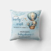 Teddybeer blauw bruin ivoor hete lucht ballon jong kussen (Achterkant)