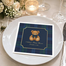 Teddybeer Blauw Groen Geruit Preppy Jongen Baby Sh