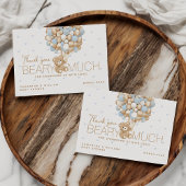 Teddybeer Blauw Hart & Ballon Baby Jongen Douche Bedankkaart