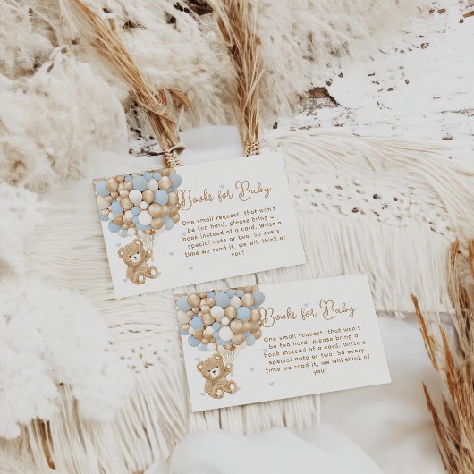Teddybeer Blauw Hart & Ballon Baby Jongen Douche Informatiekaartje