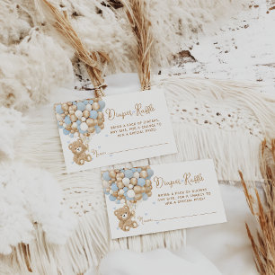 Teddybeer Blauw Hart & Ballon Baby Jongen Douche Informatiekaartje