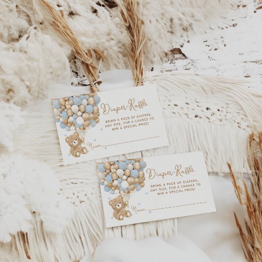 Teddybeer Blauw Hart & Ballon Baby Jongen Douche Informatiekaartje