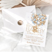 Teddybeer Blauw Hart & Ballon Baby Jongen Douche Kaart