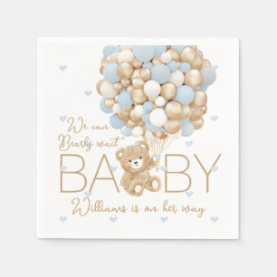 Teddybeer Blauw Hart & Ballon Baby Jongen Douche Servet