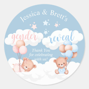 Teddybeer Blauw of Roze Geslacht Reveal Klassieke  Ronde Sticker