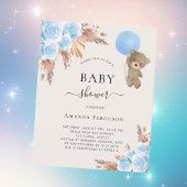 Teddybeer blauw pampas floral boy Baby shower