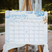 Teddybeer blauw Raad de vervaldatum kalender Poster