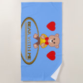 Teddybeer Blauw Strandlaken (Voorkant)