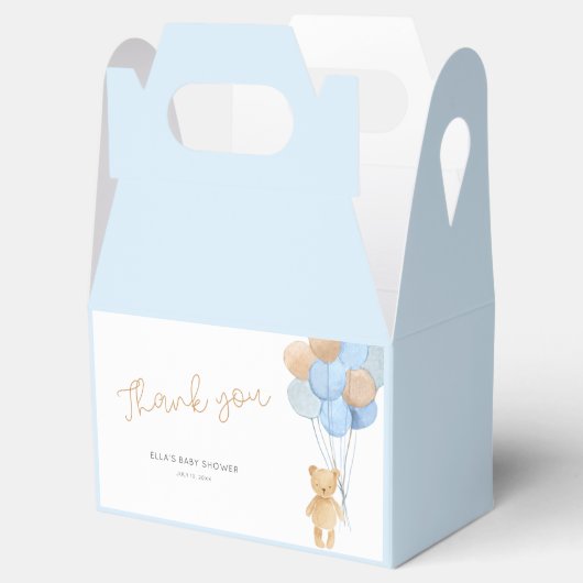 Teddybeer Blauw Tan Ballonnen Baby shower Favor Bo Bedankdoosjes (Geopend)