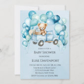 Teddybeer Blauw  Truck Boy Baby shower Kaart (Voorkant)