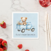 Teddybeer Blauw  Vrachtwagen Baby shower Servet (Insitu)