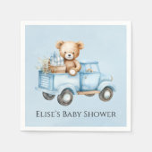 Teddybeer Blauw  Vrachtwagen Baby shower Servet (Voorkant)
