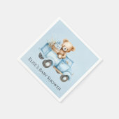 Teddybeer Blauw  Vrachtwagen Baby shower Servet (Hoek)