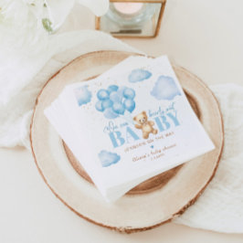 Teddybeer blauw we kunnen bijna wachten baby showe servet