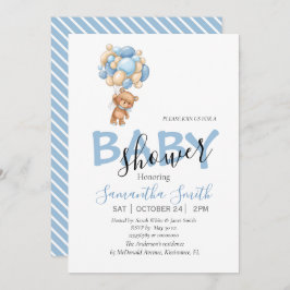 Teddybeer Blauw Wit Uitnodigingen