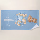 Teddybeer Blauwe Aardige Strandtowels Strandlaken (Voorkant)