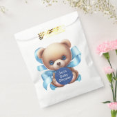Teddybeer Blauwe Baby Shower Bedankzakje (Gezegeld)