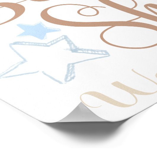 Teddybeer Blauwe Baby Shower Welkomstbord Poster (Hoek)