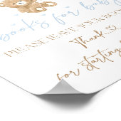 Teddybeer blauwe ballon baby jongen douche poster (Hoek)