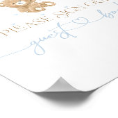 Teddybeer blauwe ballon baby jongen douche poster (Hoek)