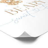 Teddybeer blauwe ballon baby jongen douche poster (Hoek)