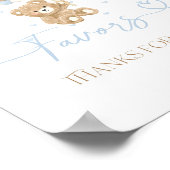 Teddybeer blauwe ballon baby jongen douche poster (Hoek)