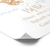 Teddybeer blauwe ballon baby jongen douche poster (Hoek)