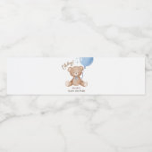 Teddybeer blauwe ballon | Boy Baby shower Water Waterfles Etiket (Enkel label)