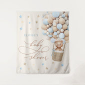 Teddybeer Blauwe Ballon Weinig Geduld Baby Shower Wandkleed (Voorkant)