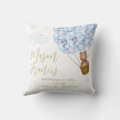 Teddybeer blauwe ballonnen baby jongen geboorte st kussen (Achterkant)