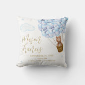 Teddybeer blauwe ballonnen baby jongen geboorte st kussen (Voorkant)