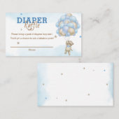 Teddybeer Blauwe Ballonnen Baby shower Luier Raffl Informatiekaartje (Voorkant / Achterkant)