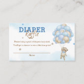 Teddybeer Blauwe Ballonnen Baby shower Luier Raffl Informatiekaartje (Voorkant)