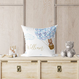 Teddybeer Blauwe Ballonnen Babykamer Kussen
