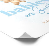 Teddybeer blauwe ballonnen Baby's zijn zoet Poster (Hoek)