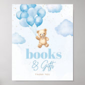 Teddybeer blauwe ballonnen Boeken en geschenken Poster (Voorkant)