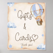 Teddybeer Blauwe Ballonnen Cadeaus & Labels Teken Poster (Voorkant)
