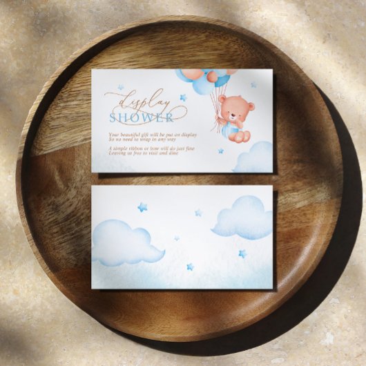 Teddybeer Blauwe Ballonnen Display Douche Informatiekaartje