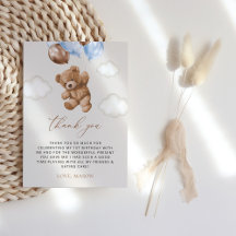 Teddybeer, blauwe ballonnen, eerste verjaardag