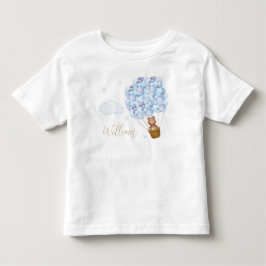 Teddybeer Blauwe Ballonnen Gouden Schrift Kinder Shirts