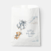 Teddybeer Blauwe Ballonnen Wolken Baby Jongen Bedankzakje (Voorkant)
