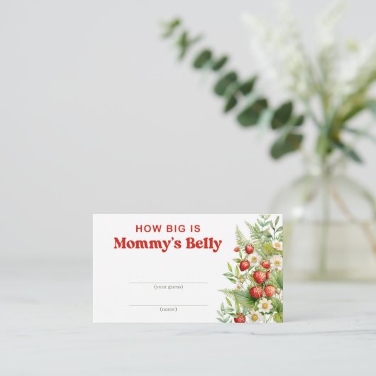 Teddybeer blauwe bloemen Hoe groot is mama's buik Informatiekaartje (Staand voorkant)