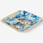 Teddybeer Blauwe Boog Ballonnen Jongen Baby shower Papieren Bordje (Gebogen)