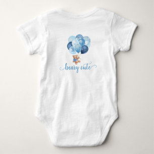 Teddybeer Blauwe en Zilveren Ballonnen Baby Body Romper