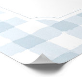 Teddybeer Blauwe Gingham Baby Shower Welkomstbord Poster (Hoek)