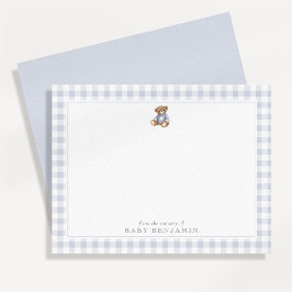 Teddybeer Blauwe Gingham Preppy Kraam Briefkaart