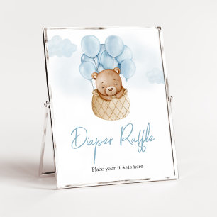 Teddybeer Blauwe Hete Luchtballon Baby Luier Raffl Poster