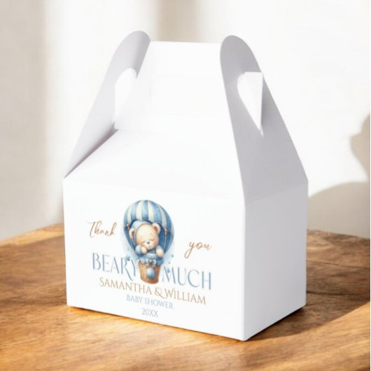 Teddybeer Blauwe Hete Luchtballon Bedankdoosjes